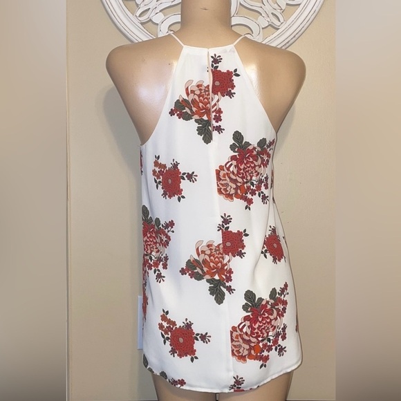 Express women’s medium 8 10 top blouse white red Floral print reversible - Picture 3 of 10